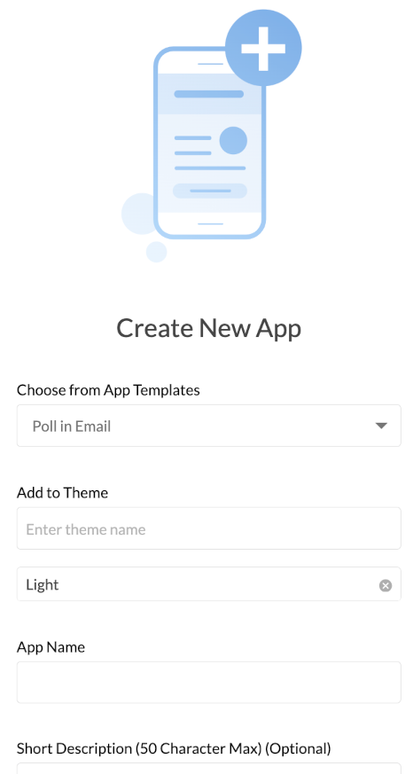 Create New App screen for new Poll in Email configuration