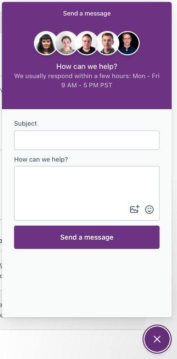 Contacting support module in Dyspatch