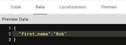 Data tab in the Dyspatch block editor