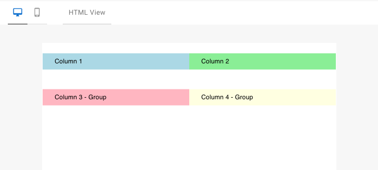 In desktop view, all columns will display in a horizontal row