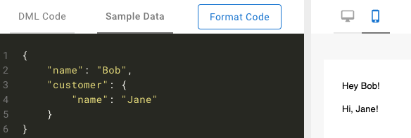 When sample data is entered, variables will use that instead