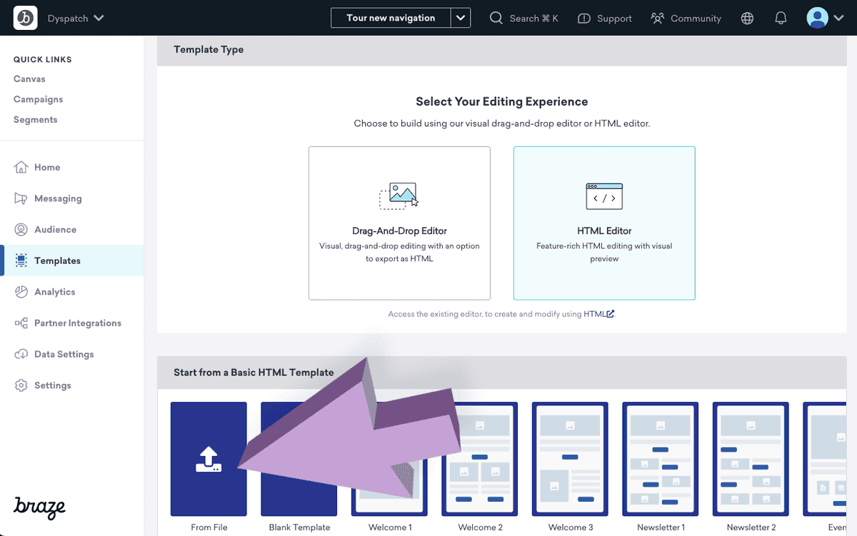 Click the From File option in the Email Templates Section