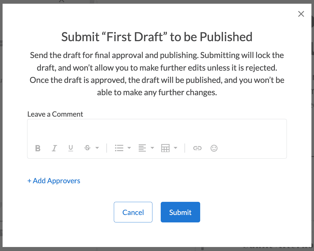 Inside the testing suite, select Submit for Approval to get your team to come review an email