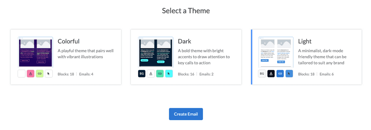 Image of the themes Elementary - Dark, and Elementary - Light that are loaded into all new accounts and are free to use and customize