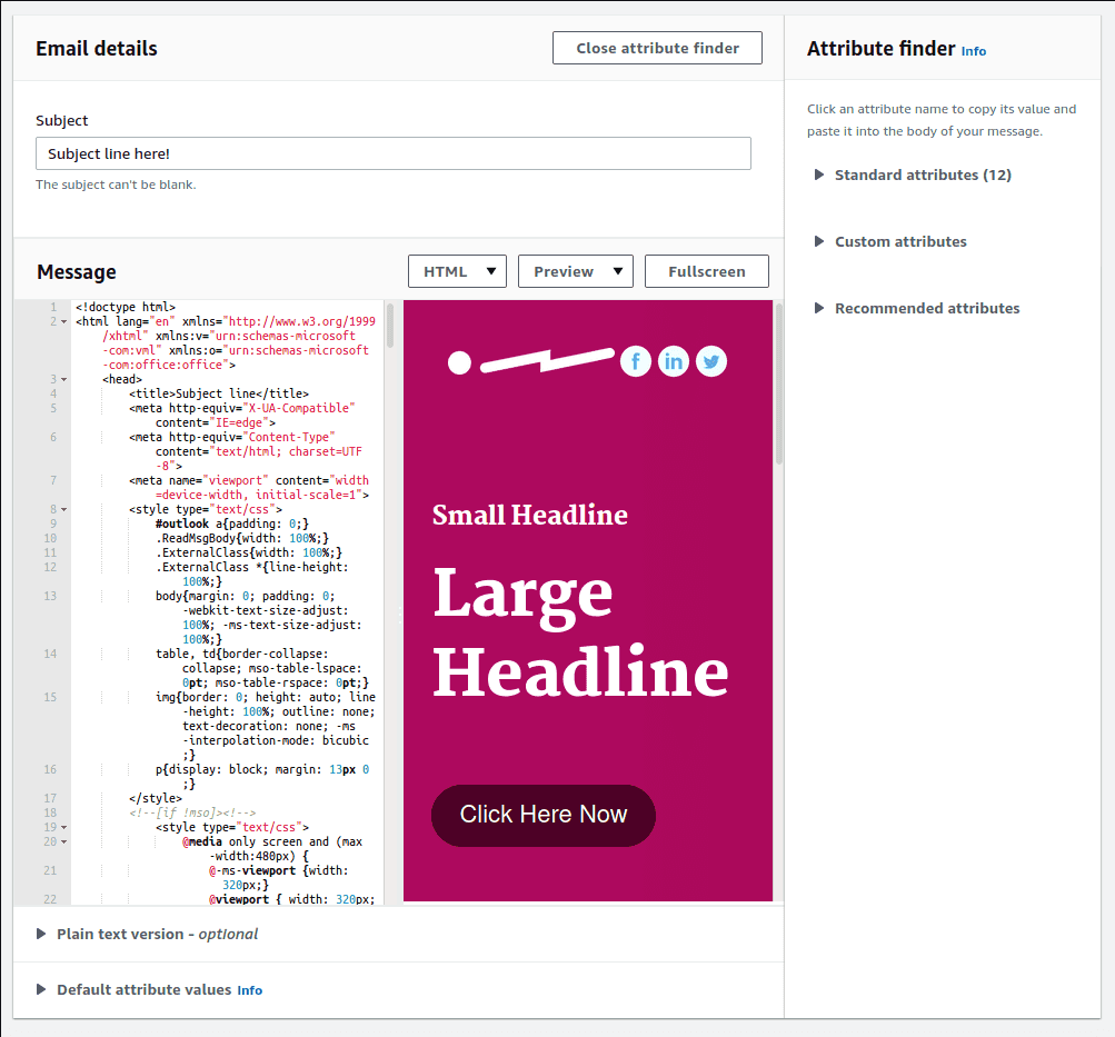 Pinpoint email editor